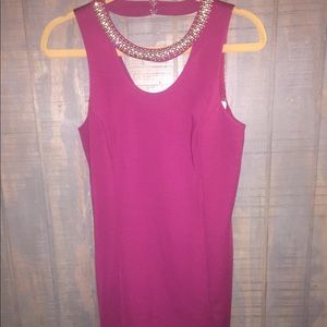 Fuchsia dress with rhinestone detail